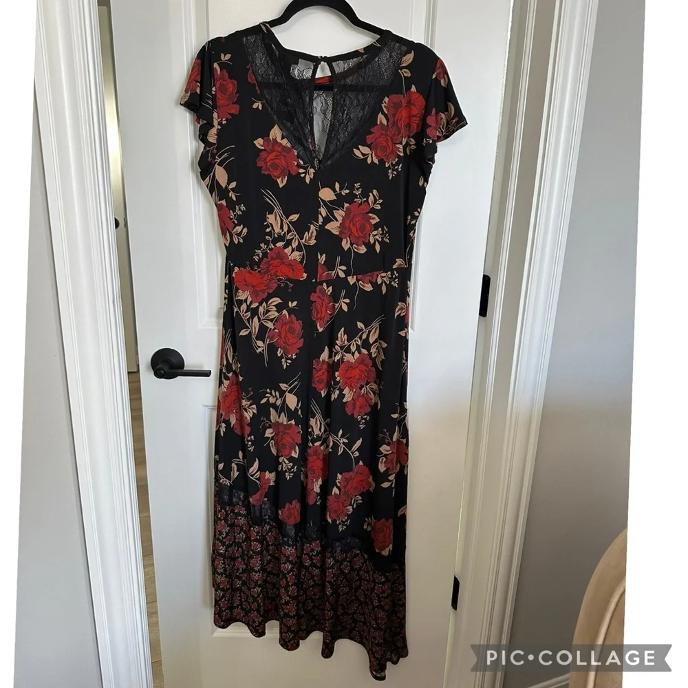 Torrid Floral Boho Black and Red Dress - Picture 3 of 5